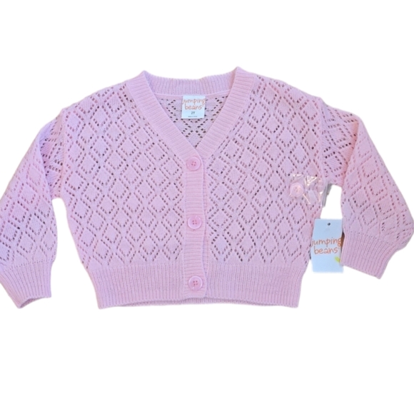 JUMPING BEANS BRAND TODDLER GIRLS PINK FRONT BUTTON CARDIGAN SIZE 2T - Picture 3 of 10